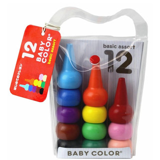 [日本AOZORA]兒童蠟筆 蠟筆 無毒蠟筆 Baby Color Basic 12色 彩色蠟筆 積木蠟筆 日本蠟筆