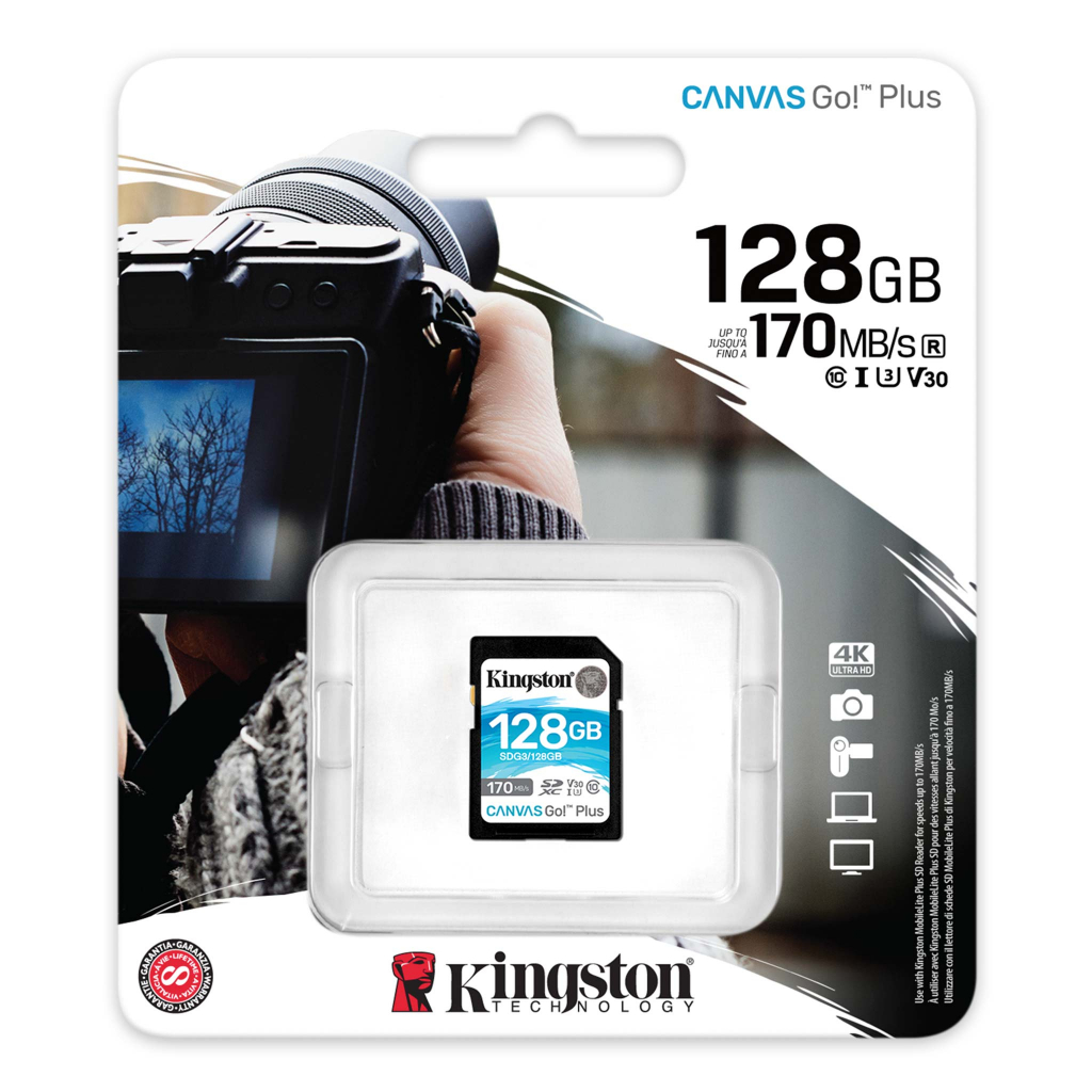 KINGSTON Canvas SD 128G SDG3/128GB 170M/s 相機高速記憶卡 4K 影片製作