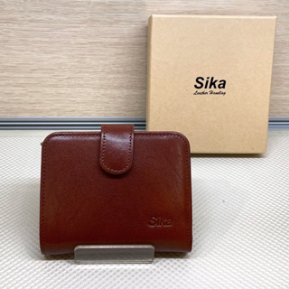 【Sika】義大利牛皮9卡壓扣拉鍊零錢袋短夾