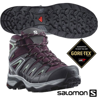【SALOMON】女 防水透氣耐磨中筒登山鞋 X Ultra Pioneer Mid GTX_酒紅/灰/綠_471706