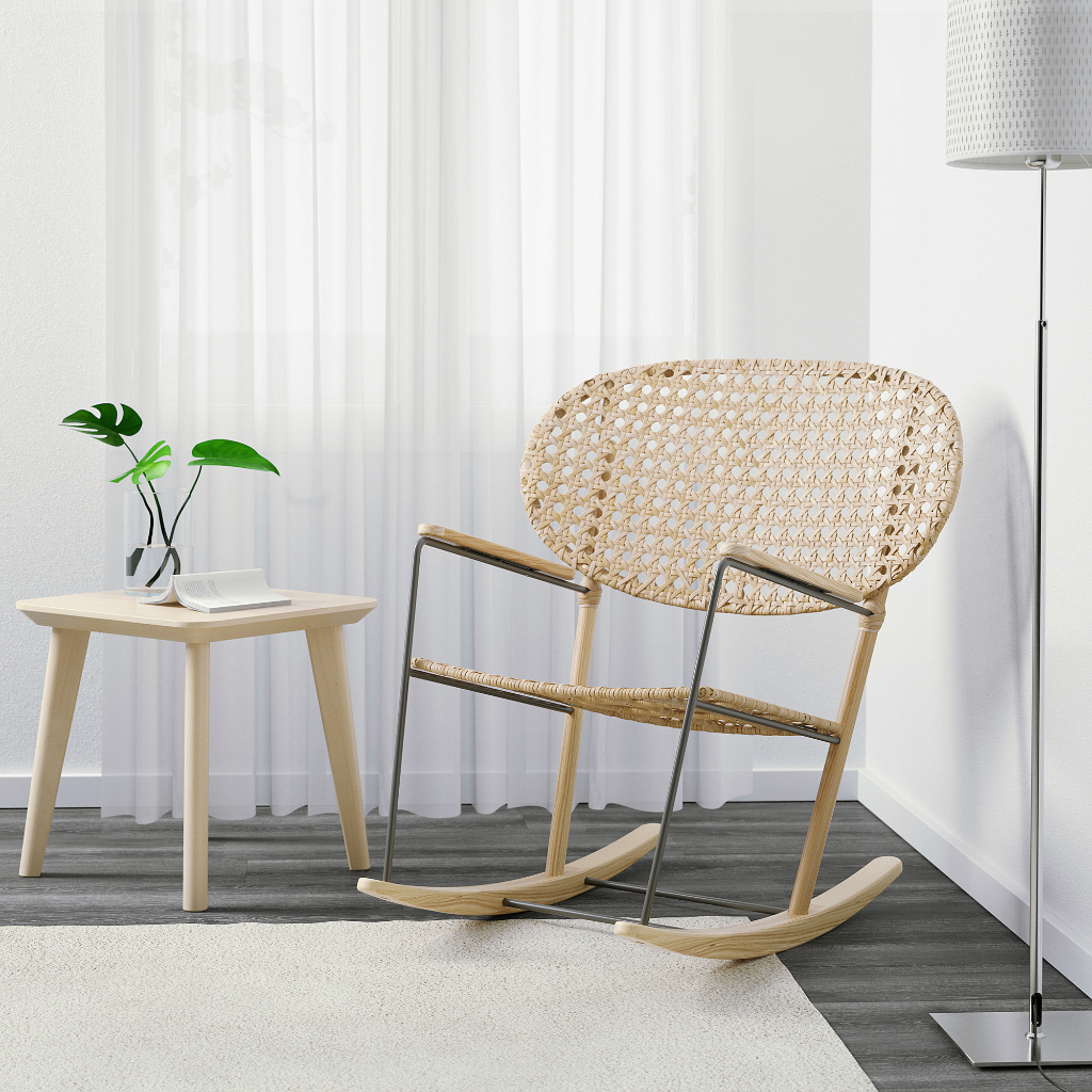 絕版品/北歐工業LOFT風格經典IKEA宜家GRÖNADAL編織搖椅躺椅餐椅籐椅休閒椅/二手八成新/特$4500