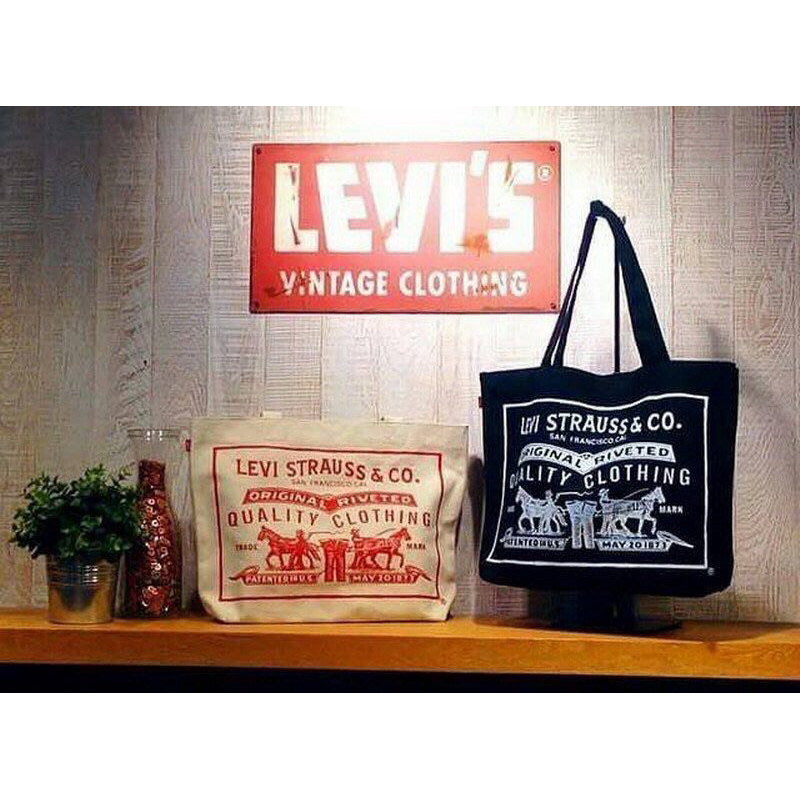 (米白色) LEVIS 限量 原廠授權 大側背包 購物包 托特包