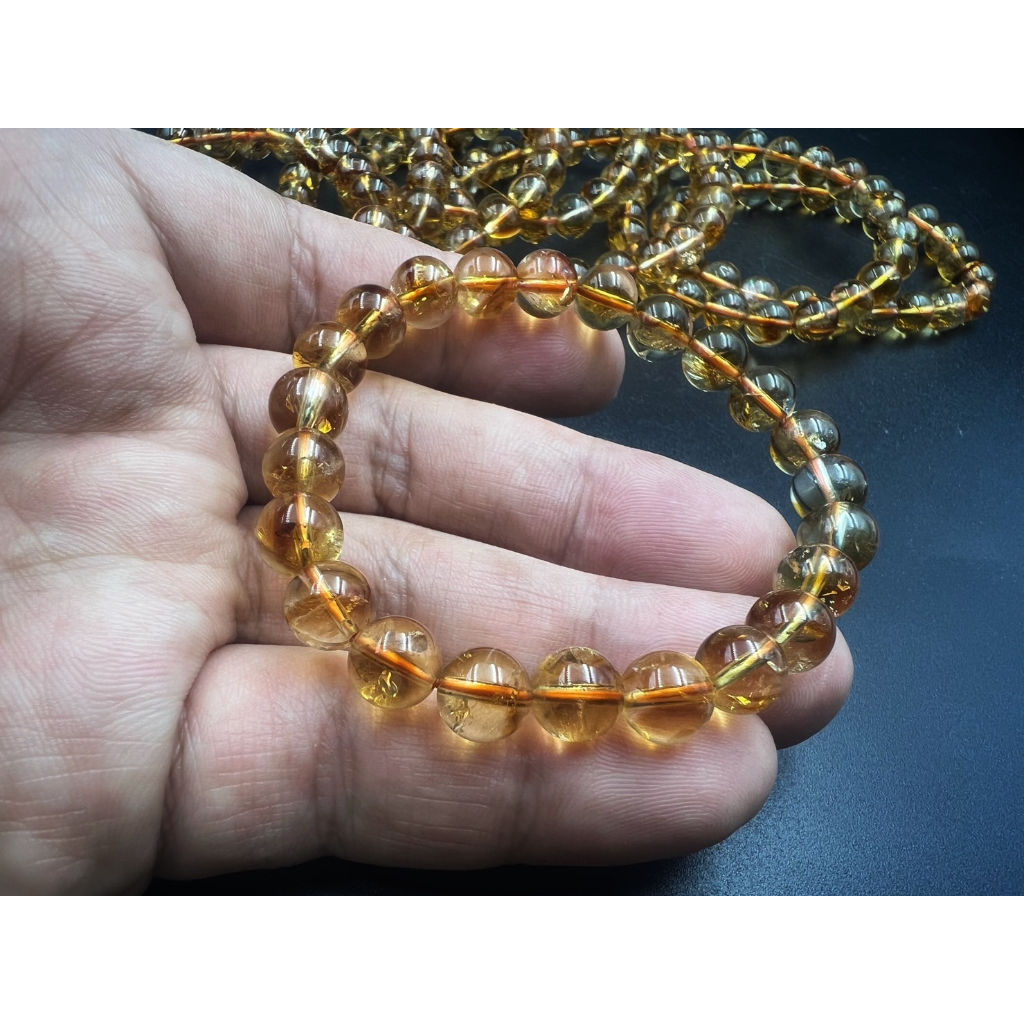 【水晶靈-HSIANG-DRUN】黃水晶圓珠手鍊約8.5mm#C5-10代表富貴平安