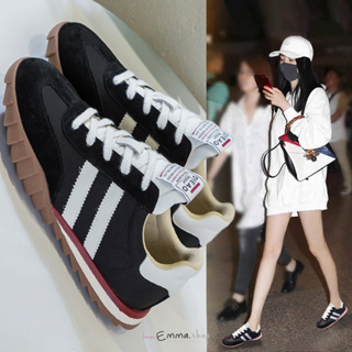 EmmaShop艾購物-韓國同步上新-INS流行款真皮雙線阿甘鞋/休閒鞋