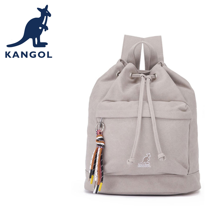 KANGOL 英國袋鼠 帆布包 後背包 63251740 帆布水桶後背包 中灰 淺卡其