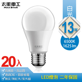 【太星電工】13W超節能LED燈泡(20入) 白光/暖白光