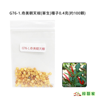 G76-1.奇美朝天椒(單生)種子0.4克(約100顆)//果實小羊角型，青果深綠，紅果色澤鮮艷果菜類種子【綠藝家】
