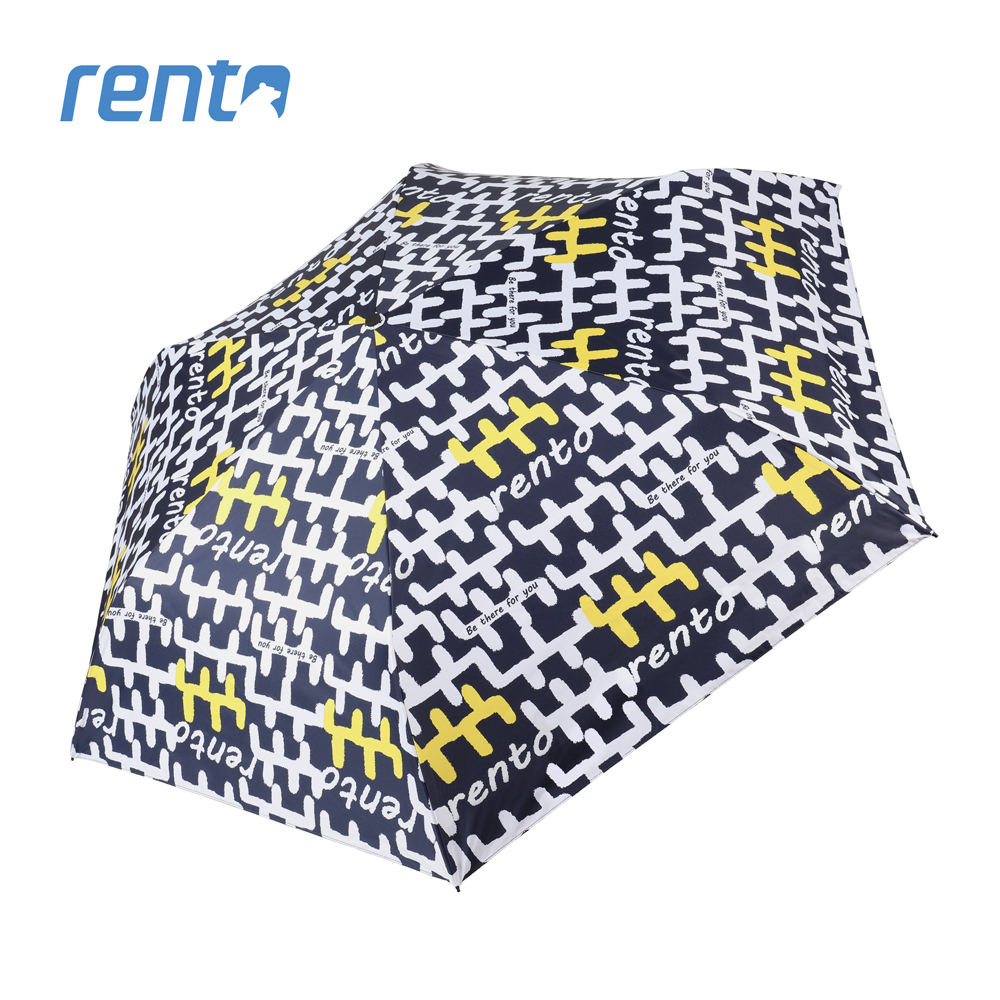 【rento】碳纖輕量黑膠晴雨傘-塗鴉(深藍)