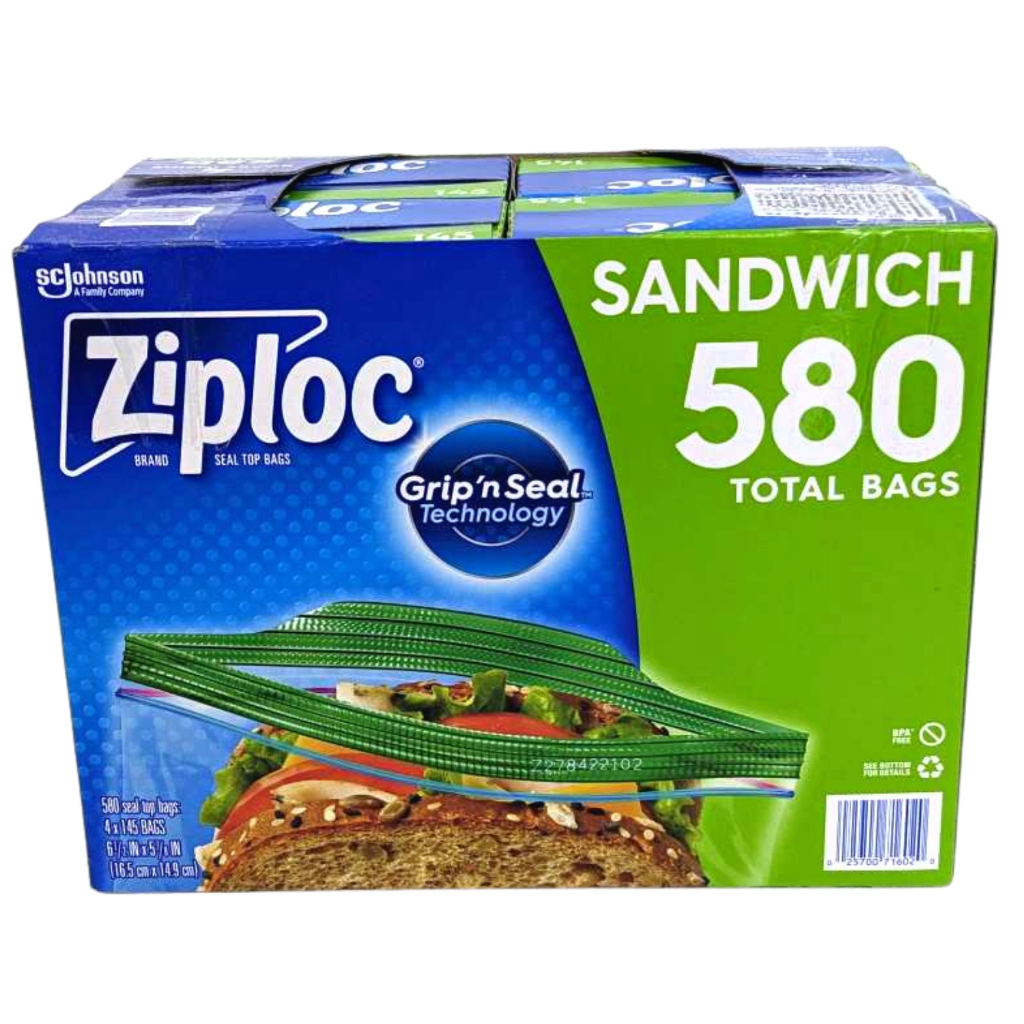 Ziploc 可封式三明治保鮮袋 580入 16.5x14.9公分 145x4盒 C1158369 2022/10後製造
