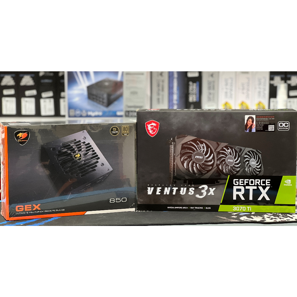 [免運/可刷卡分期]微星RTX 3070TI VENTUS 3X+COUGAR GEX 850W金牌