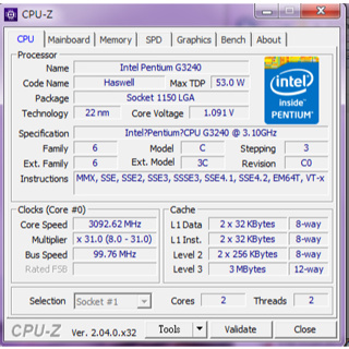 INTEL CPU PENTIUM G3240 1150 送風扇