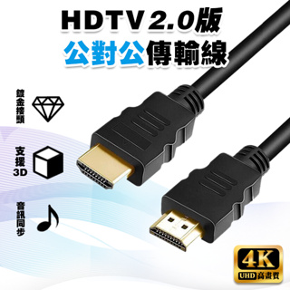 【4K 高畫質】HDTV線 公對公傳輸線 2.0版│電視線 影音傳輸線 公公線 AnyCast專用 可接HDMI螢幕