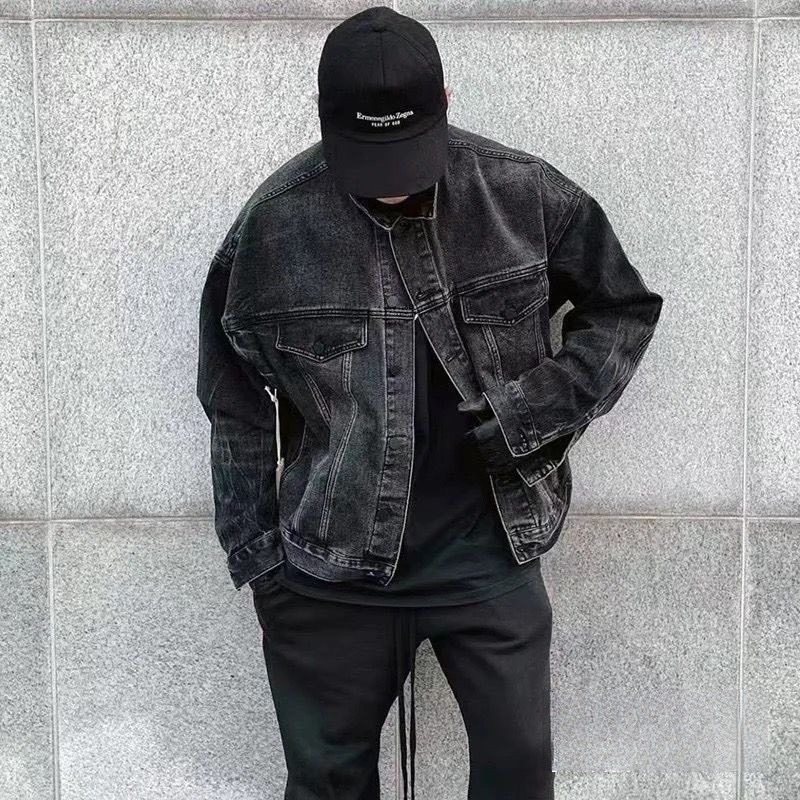 【B.w】FOG ESSENTIALS 22SS Black Faded Denim Jacket 牛仔外套
