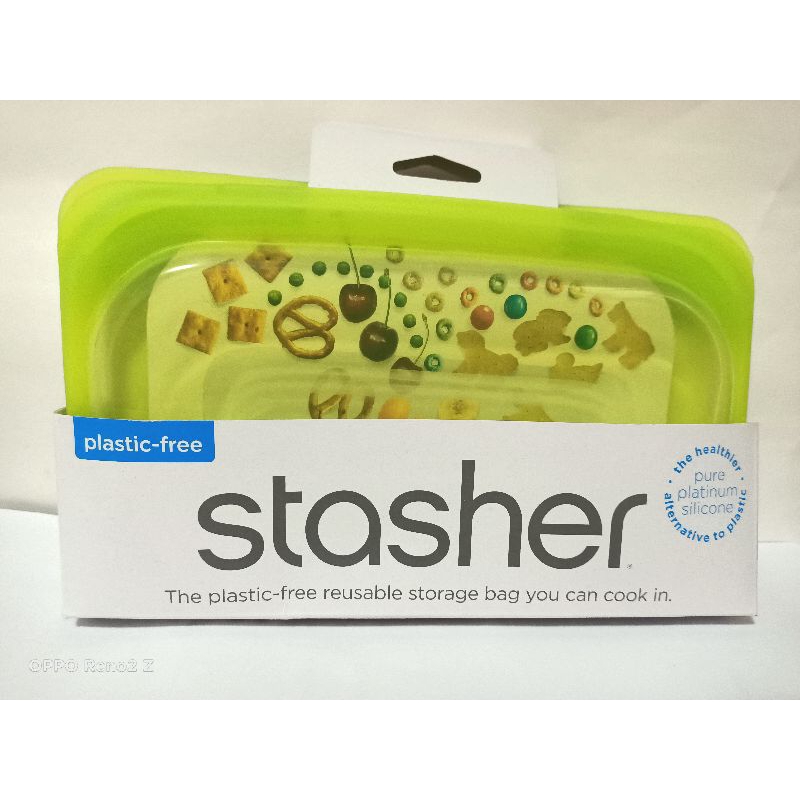 全新 stasher 長形矽膠密封袋 萊姆綠 stasher密封袋