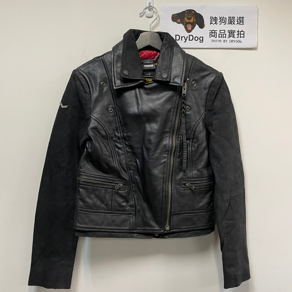 跩狗嚴選 極度乾燥 Superdry Double Biker Nubuck 女款 黑色 騎士 皮衣 真皮 外套 進階款