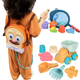 Baby童衣 兒童挖沙工具多件組 夏季玩水沙灘玩具組 游泳戲水水槍 洗澡玩具 鯊魚撈魚七件組 88054
