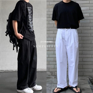 【SEMPLICITA】韓國 素色 牛仔褲 休閒褲 打折 韓系 寬褲 牛仔 落地褲 寬鬆 長褲 (2C)