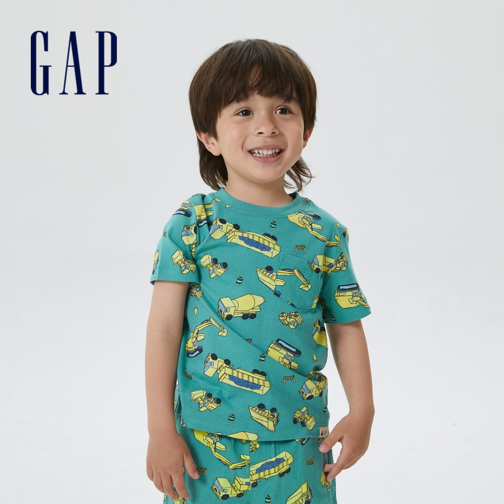 Gap 男幼童裝 印花/條紋圓領短袖T恤 布萊納系列-交通圖案(545424)
