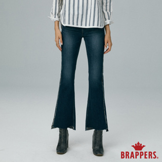 BRAPPERS 女款 環保再生棉系列-中腰彈性九分喇叭褲-深藍