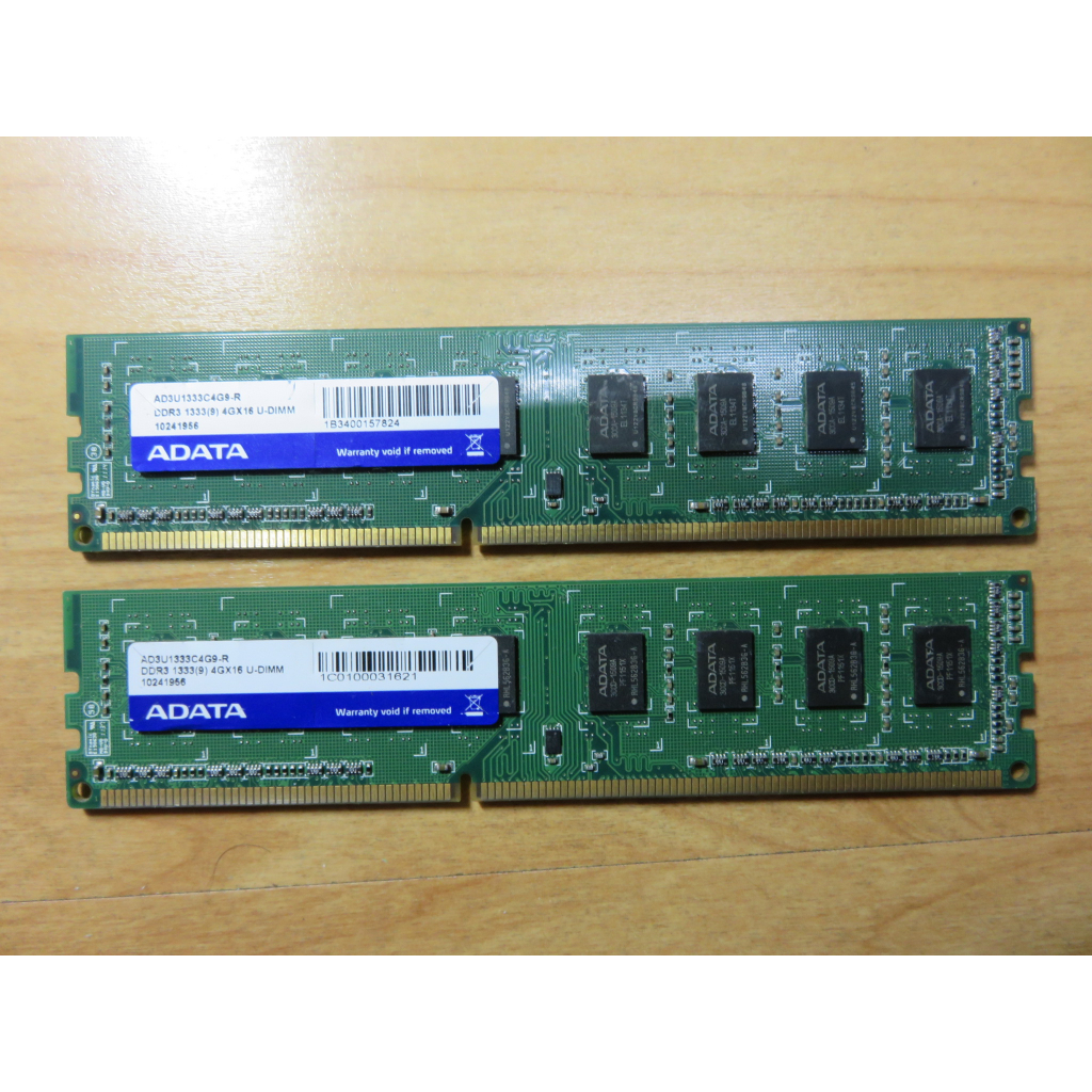 D.桌上型電腦記憶體- ADATA 威剛 DDR3-1333雙通道 4G*2共8GB不分售 直購價50