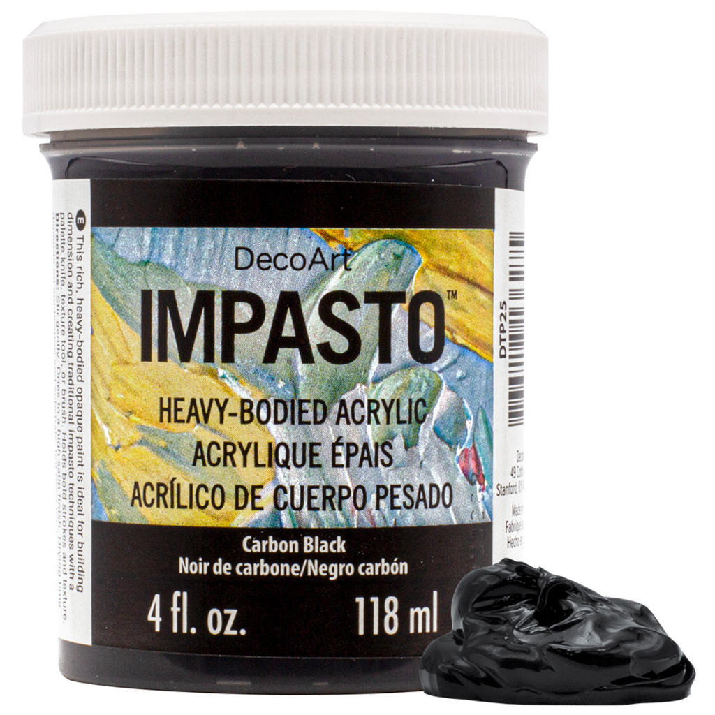 DecoArt 碳黑色 Carbon Black 118 ml Impasto 厚塗不透明壓克力顏料 DTP25