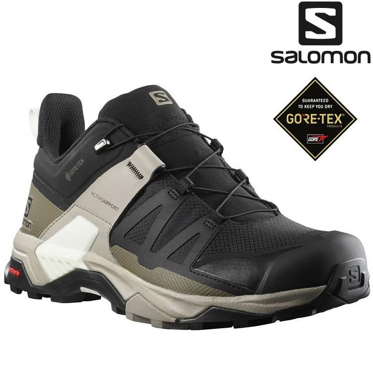 Salomon X ULTRA 4 男款 低筒Gore-tex防水登山鞋 L41288100 黑/復古卡其/香草白