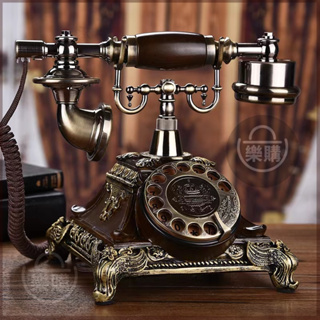 樂購專屬 √時尚創意旋轉仿古電話機 歐式仿古電話機 老式復古家用座機 轉盤 插線電話 復古電話 機械鈴聲 家用復古電話