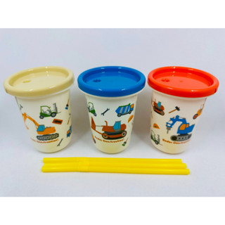 (小品日貨) 現貨在臺 日本製 SKATER 230ml 怪手 挖土機 工程車 學習杯 水杯 吸管水杯 3入組