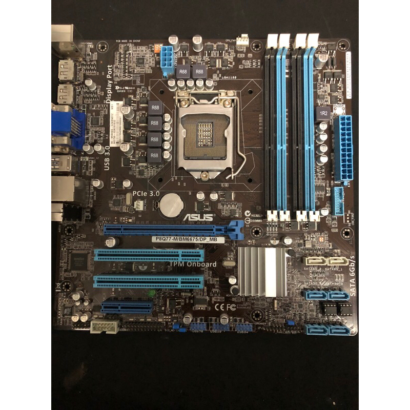 二手良品，ASUS-P8Q77-M/BM6675/DP_MB主機板，附擋板，本商品都經過上機測試一天