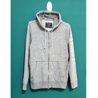 美國 麋鹿 Abercrombie & Fitch AF 灰色 刺繡 雙頭拉鍊 修身 針織 保暖 連帽 夾克 外套
