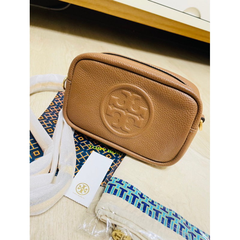 ⭐️二手⭐️TB相機包 Tory Burch 荔枝皮紋 Perry Bombe Mini Bag 奶茶色