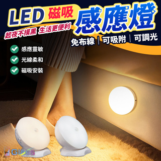 【LED磁吸感應燈】磁吸感應燈 人體感應燈 LED感應燈 走廊燈 照明燈 氛圍燈 床頭燈 小夜燈 USB充電 充電燈