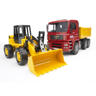 現貨 德國 BRUDER MAN 卡車運輸車加推土機套裝組 兒童玩具車塑料模型