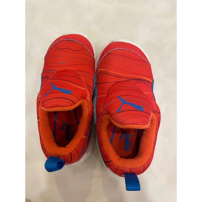puma 橘藍配色 兒童童鞋 14CM 毛毛蟲 (亮眼、橘色、童鞋、運動鞋、休閒鞋、慢跑鞋、DYNAMO FREE)