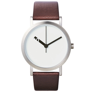 NORMAL 時間唱盤錶 Extra 38 設計師錶款 黑 指針 銀 錶殼 咖啡 皮錶帶 男錶 女錶 手錶 石英錶