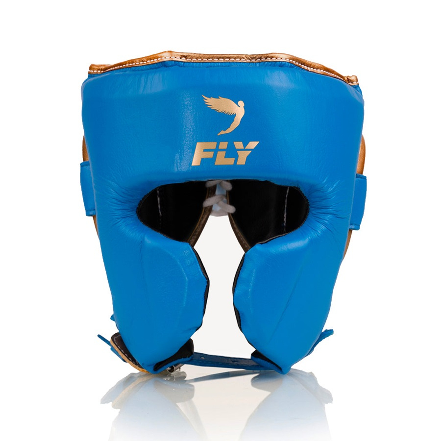 【TMMA】FLY Knight X 系列 合成皮 拳擊 泰拳 ＭＭＡ 全覆式 頭盔- 藍/金 - KNTBGM