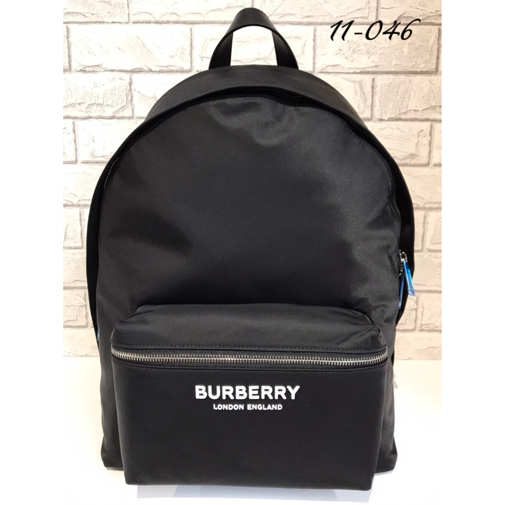 高雄凡賽斯歐洲精品 BURBERRY BBR 基本款 立體橡皮字體Logo 素面 黑色 後背包 背包