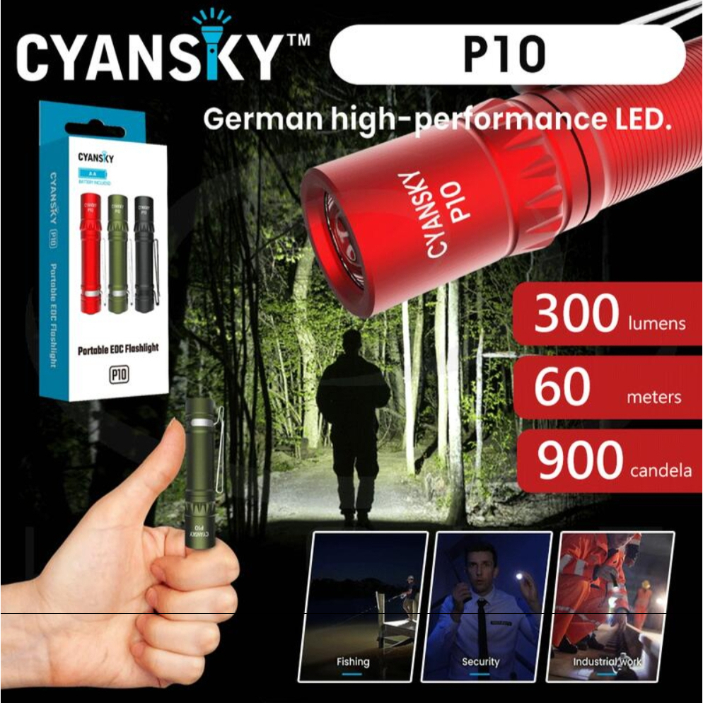 【電筒發燒友】CYANSKY P10 便攜AA/3號電池 EDC手電筒 300流明