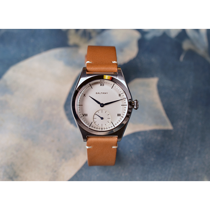 AF Store* BALTANY 復古勞樣式 小秒針 琺瑯黃 復古白  200米防水 石英機芯 真皮錶帶 藍寶石玻璃