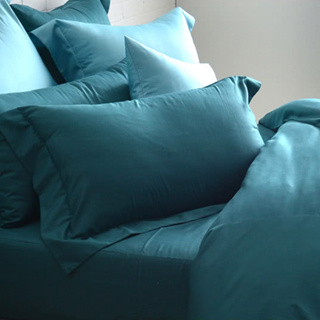 Cozy inn 簡單純色-孔雀藍-200織精梳棉枕頭套-2入