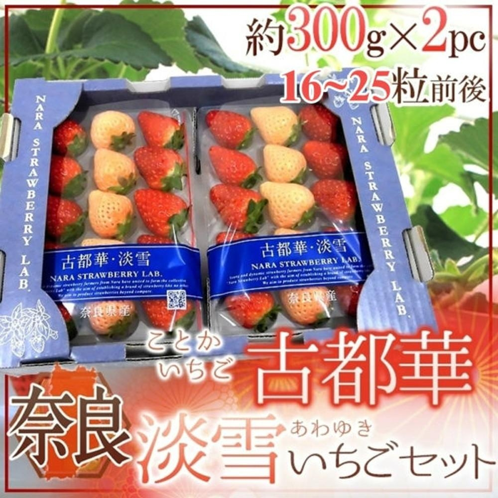 日本奈良古都華雙色草莓原裝禮盒(每盒16-25入/600g±10%) 0運費【果之蔬】日本草莓 淡雪草莓 古都華草