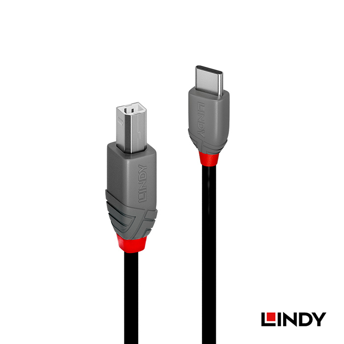 LINDY 林帝 ANTHRA系列 USB2.0 TYPE-C/公 TO TYPE-B/公 傳輸線 2M (36942)