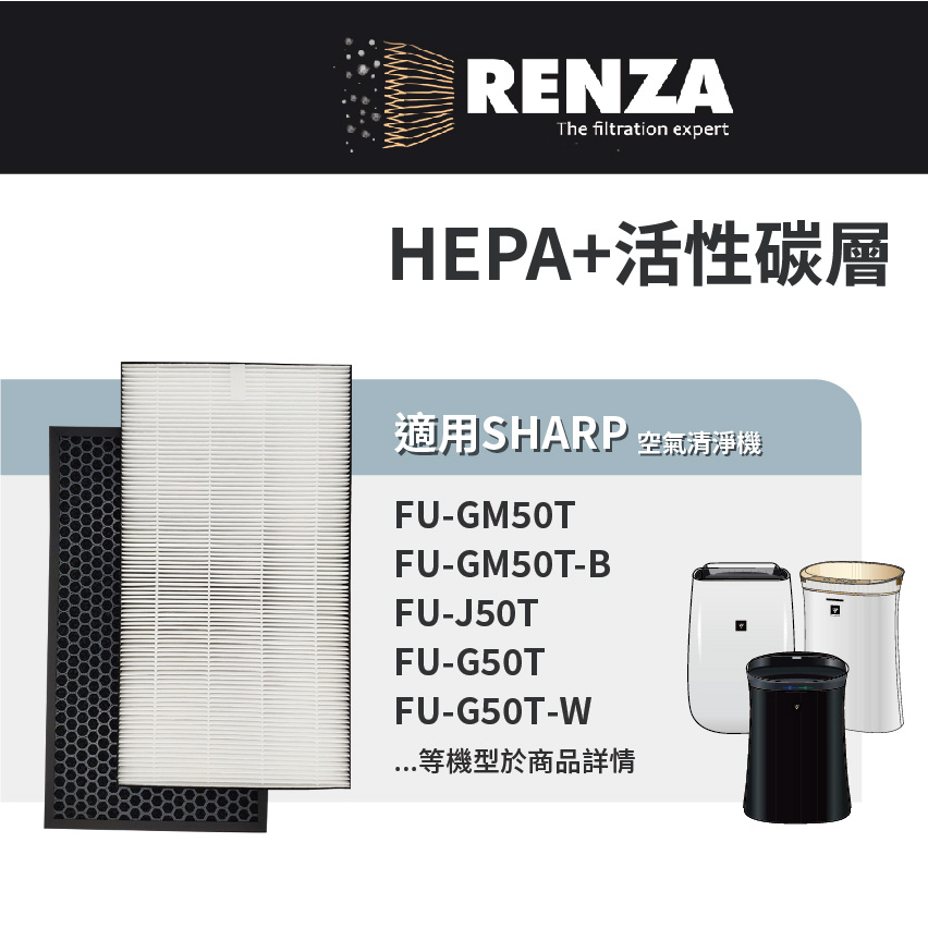 適用Sharp夏普FU-G50T FU-GM50T FU-J50T FU-H50 空氣清淨機 HEPA+活性碳濾網 濾芯