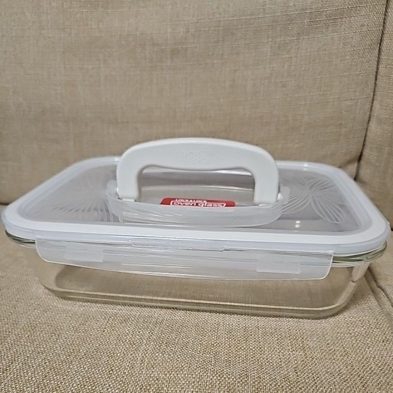 樂扣樂扣 2L LLG462 耐熱玻璃附提把保鮮盒-長方形 玻璃保鮮盒