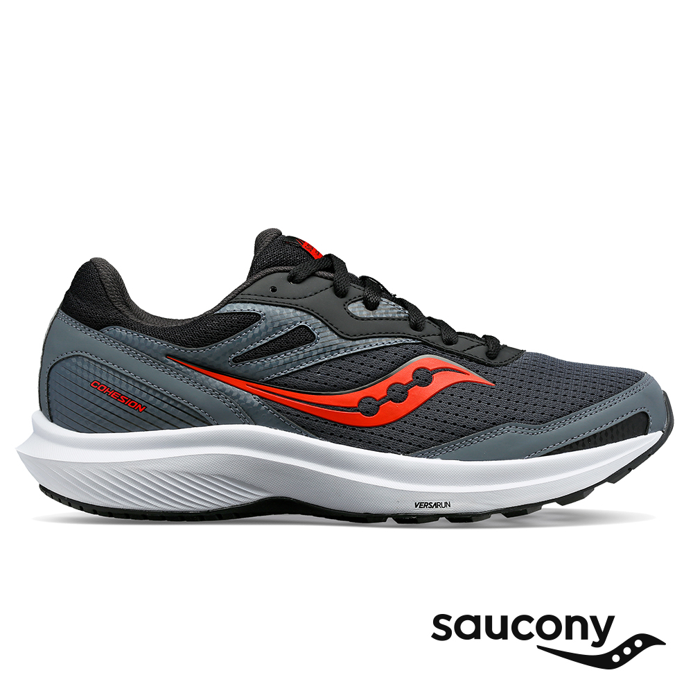 【SAUCONY】慢跑鞋/運動鞋/休閒鞋/男鞋 緩衝避震 原廠貨 COHESION 16-影灰色/烈日紅