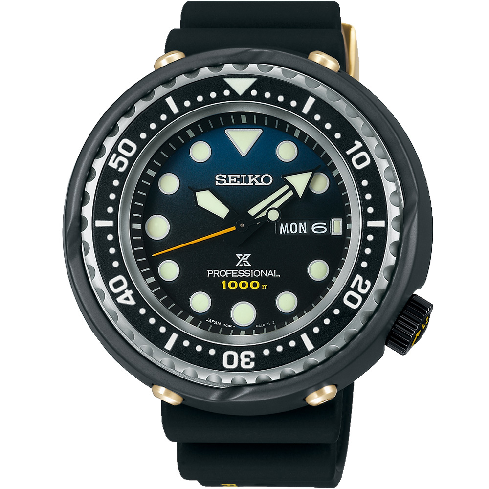 SEIKO 精工錶-黑牌款- PROSPEX藍鯨鮪魚罐頭限量版1000米潛水錶 7C46-0AR0B(S23635J1)