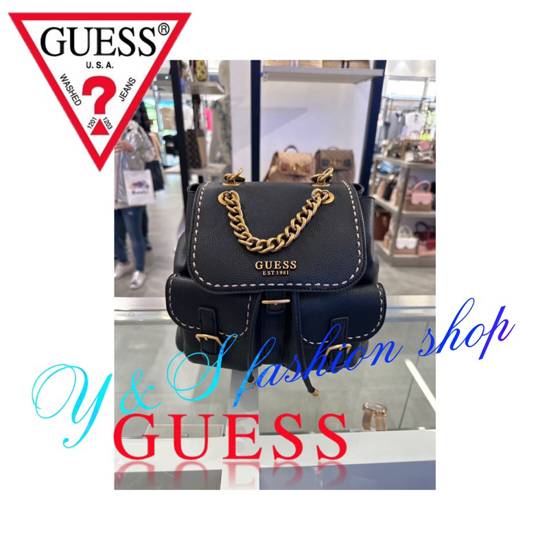 (Y&amp;S fashion)🇺🇸Guess luxe 仿古鍊黑色後背包 限量優惠 現貨