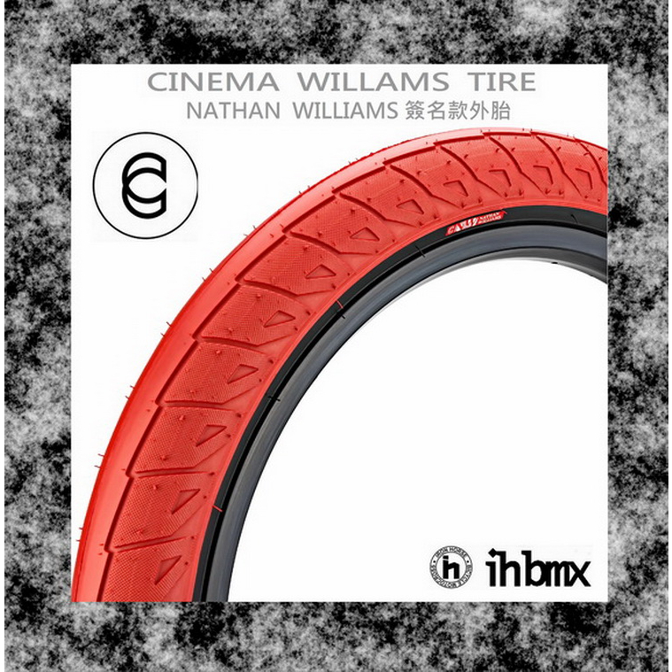 [I.H BMX] CINEMA WILLAMS TIRE 簽名款外胎 紅色 MTB/地板車/獨輪車