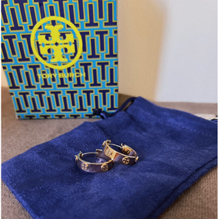 Tory Burch 圓形金色Logo耳環 環狀耳環 全新 送禮自用兩相宜 情人節禮物