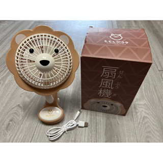 全新久放-鬆餅獅夾式電風扇可USB可電池